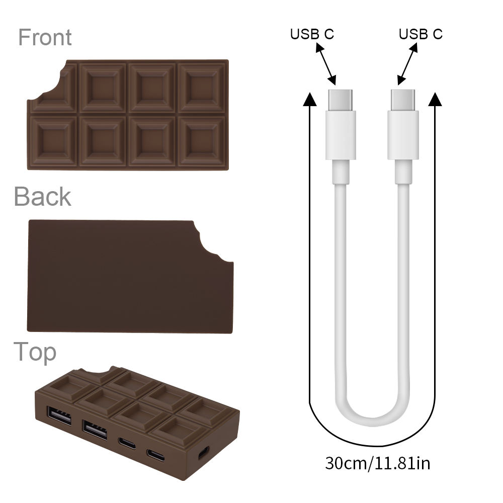 HUB USB C à C Chocolat Brun