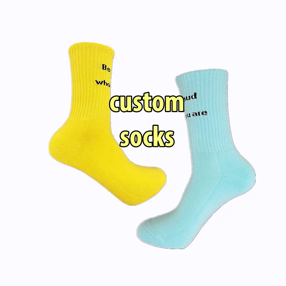 Chaussettes de sport avec logo personnalisé chaussettes de sport à compression avec bas de serviette chaussettes tubulaires avec logo personnalisé pour enfants, garçons et filles