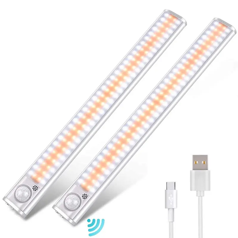 60 LED Kitchen Night Lights USB Rechargeable Wireless Motion Sensor Lighting Bar Magnetic LED Under Cabinet Counter Closet Light