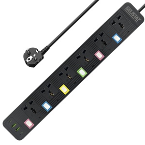 מתג בודד 6 שקעים רצועות כוח אוניברסלי עם 2 usb ו-2 סוג c יציאות מרובות התאמה אישית הרחבה