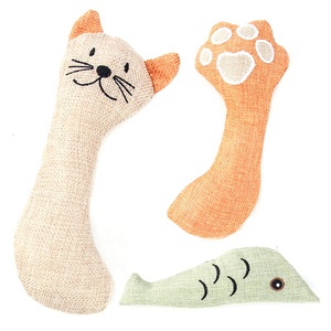 Tela de lino duradera Catnip Cat Fish Paw Toy Juguete De Almohada sostenible para mascotas para perros y uso molar - Product Image 1