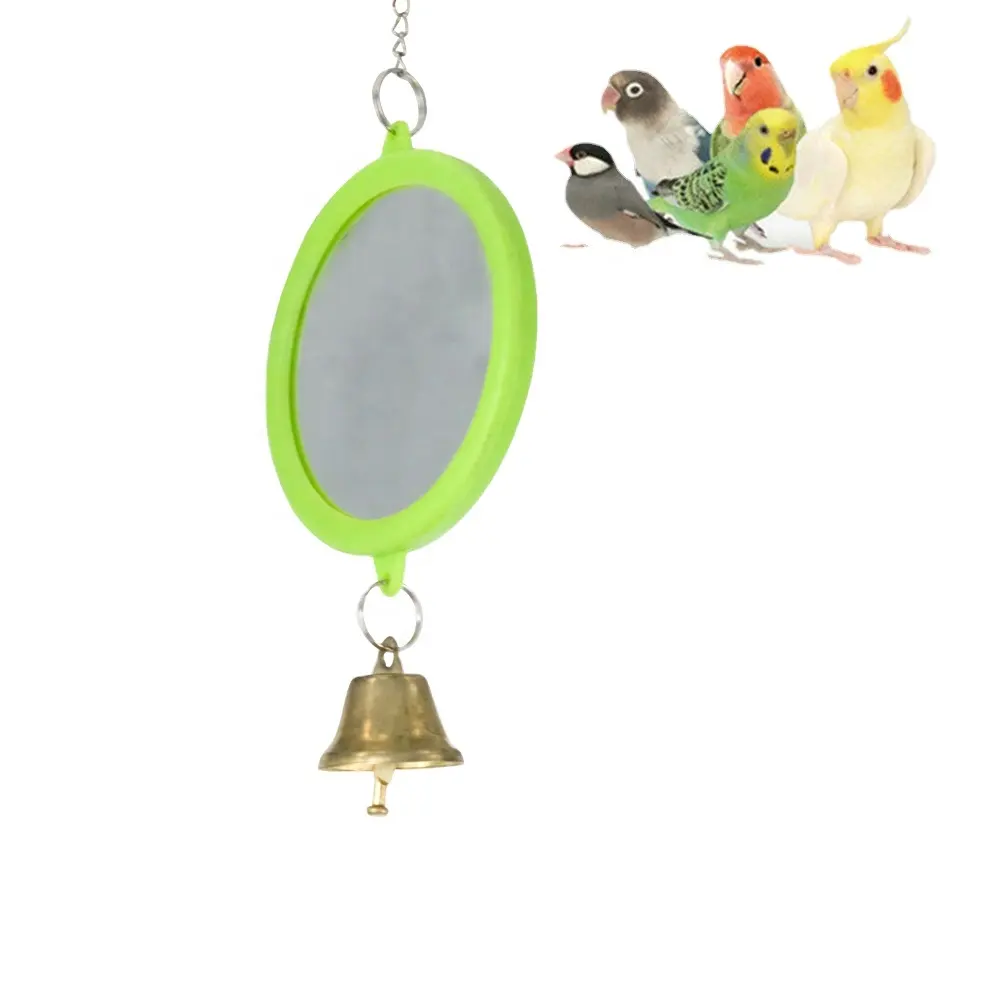 Espelho de pássaros gaiola de brinquedo, papagaio que pendurou, interativo, acessórios de gaiola, espelho de gaiola para pássaros