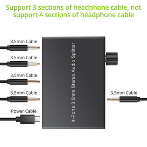 <strong>1</strong> in <strong>4</strong> Out 3.5mm Jack Stereo Audio <strong>Splitter</strong> Switcher <strong>4</strong> Ports 3.5mm Headphone Audio <strong>Switch</strong> Box with Volume Control Knob