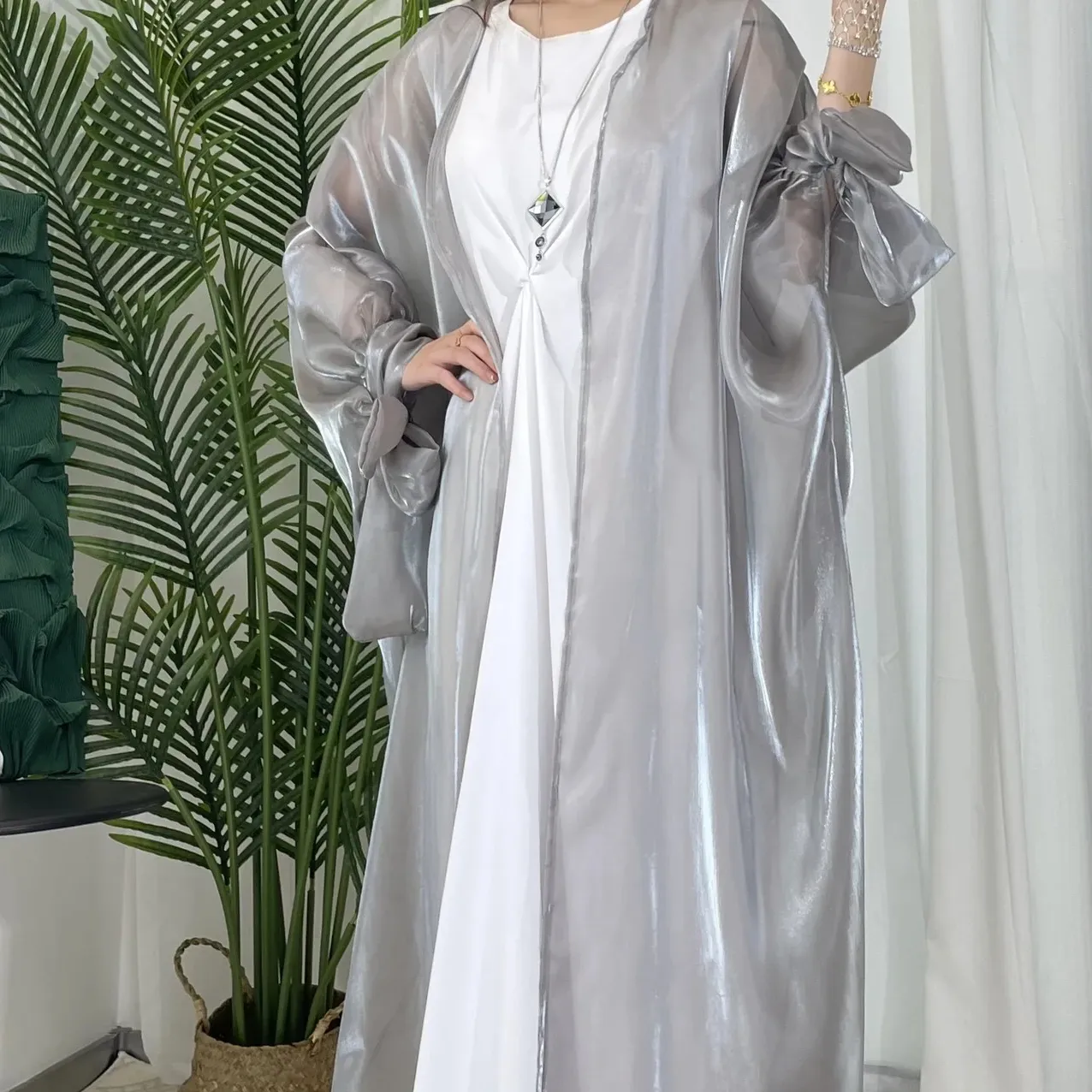 Abayas Muslim Dress for Women One Piece Long Sleeve Islamic Prayer Dress Maxi Kaftan Robe Prayer Clothes with Hijab