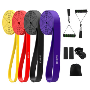 2024 Wholesale Custom Logo Fitness <strong>Elastic</strong> Thera Band Private Label Natural Premium Latex Resistance Bands Bar Set with <strong>Handles</strong> - Product Image 1