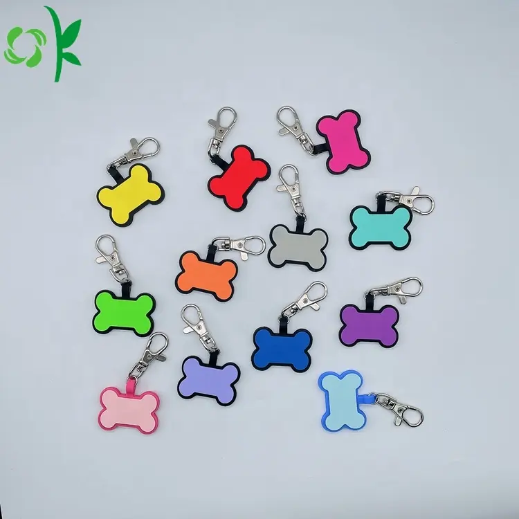 OKSILICONE medagliette per ossa in Silicone popolari medaglietta per cani bifacciale personalizzata per i tuoi animali domestici con Clip per aragosta in metallo