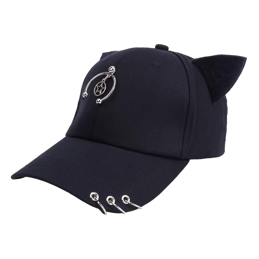 Cat ears baseball-black circle 5 point star
