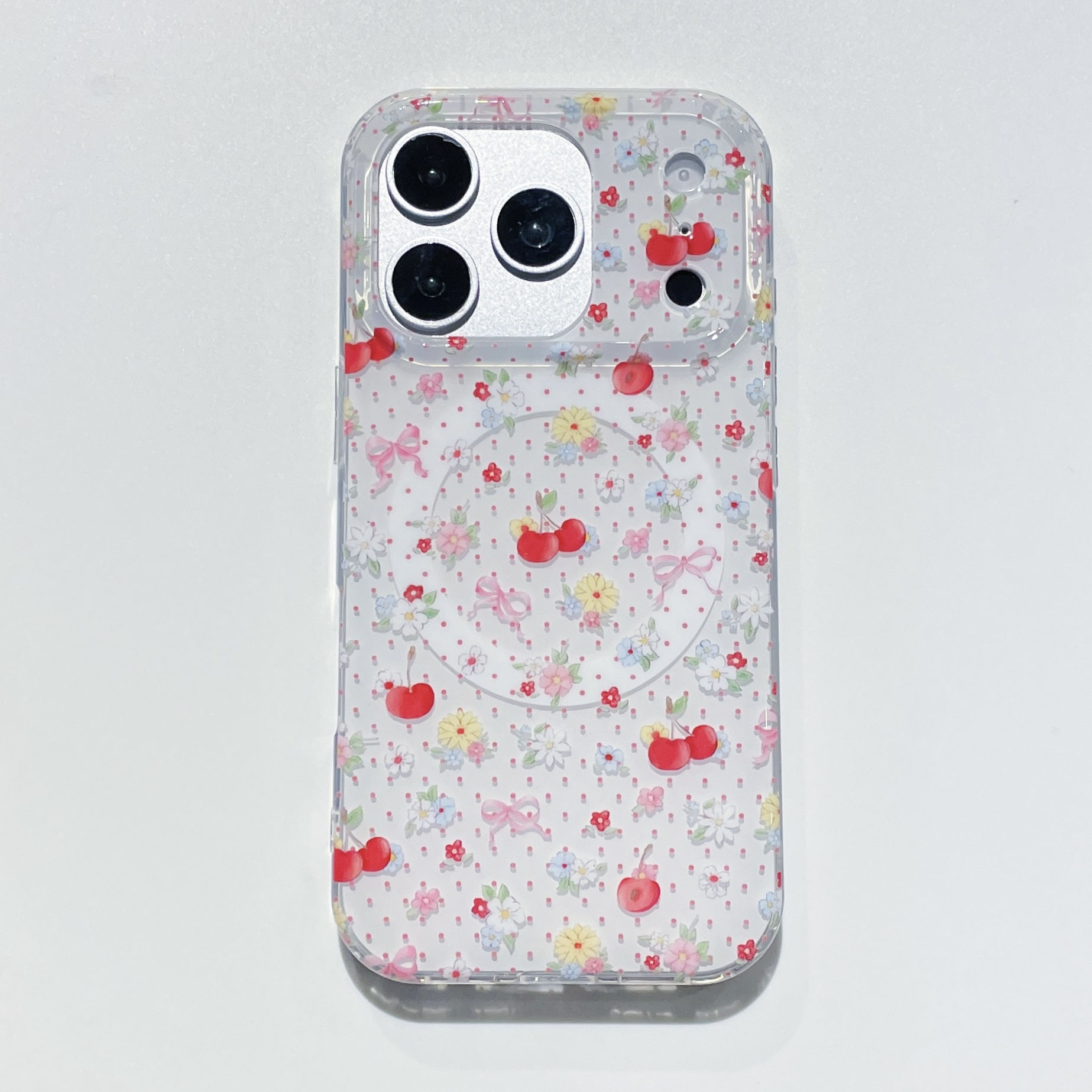 White background cherry floral print