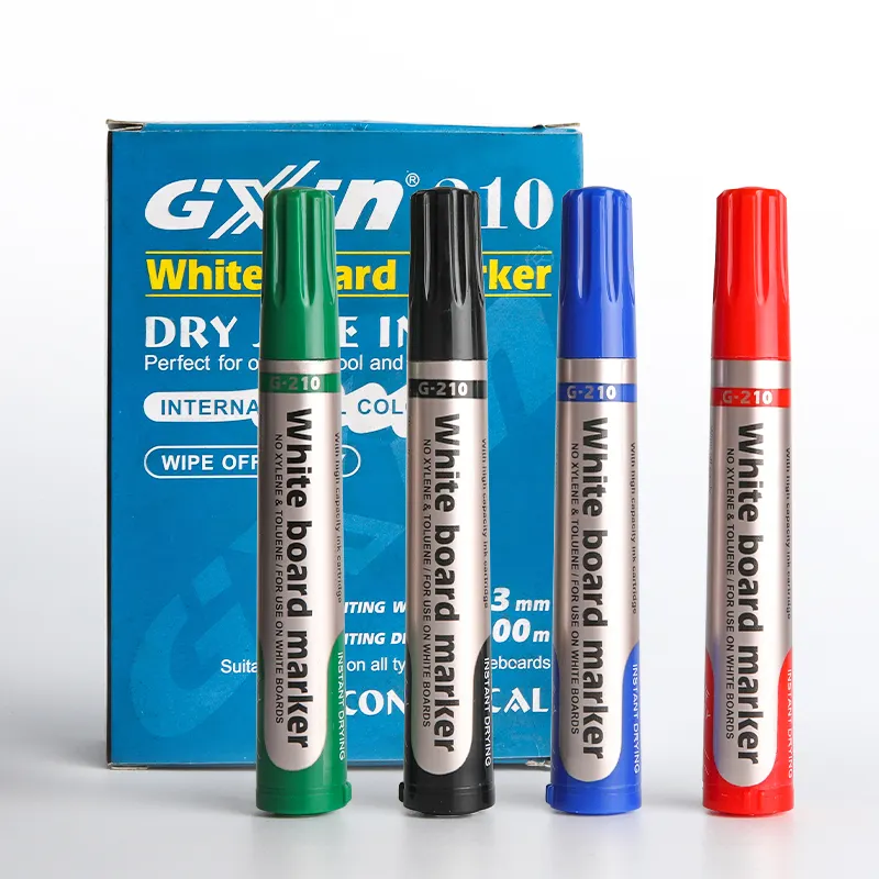 GXIN G-210 무독성 화이트 보드 마커 펜 사용자 정의 반복 충전 드라이 지우기 마커 공장 공급 업체 화이트 보드 마커