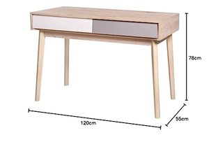 โต๊ะแบบกำหนดเองพร้อมลิ้นชัก2ชั้นลายไม้โอ๊คสีขาวเทา-L 120 x D 55 X H 78ซม. - Product Image 3