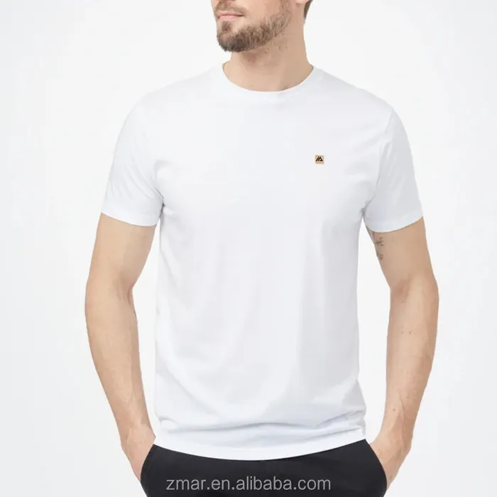 ZM-913 gewicht 160gsm 180gsm Basic T-Shirt mit Rundhals ausschnitt Bio-Baumwolle T-Shirt Herren T-Shirts mit Weave Chest Logo