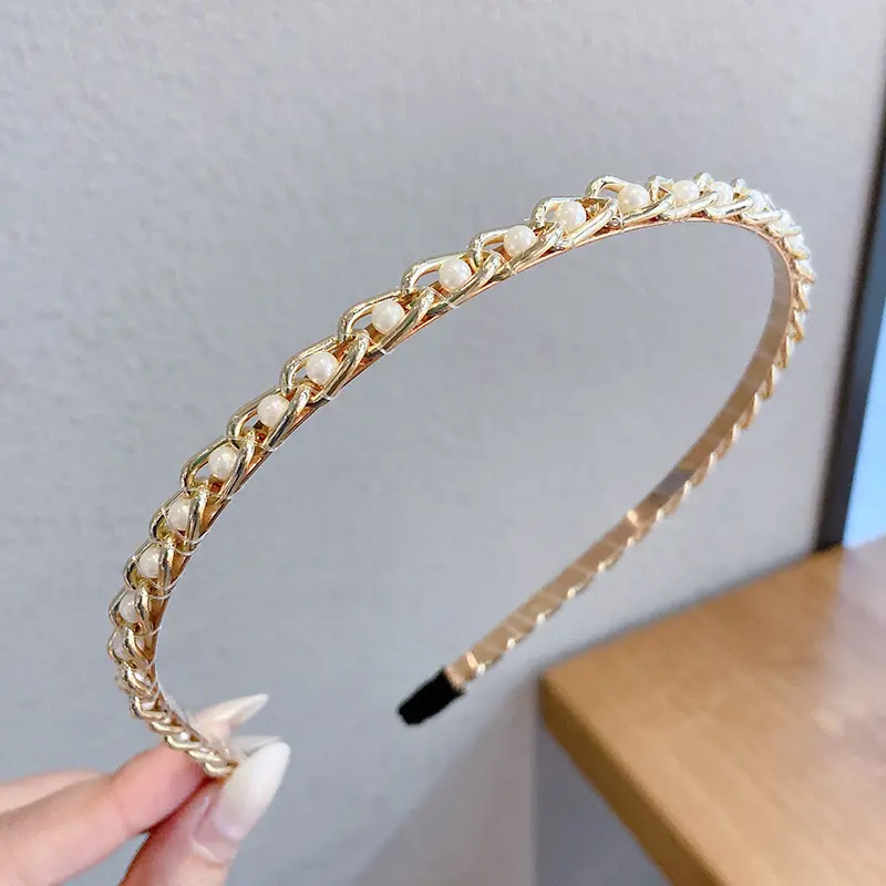 Pearl fine hair band simple Korean headdress hair card female all-in-one go out super fairy headband fairy hair ornaments