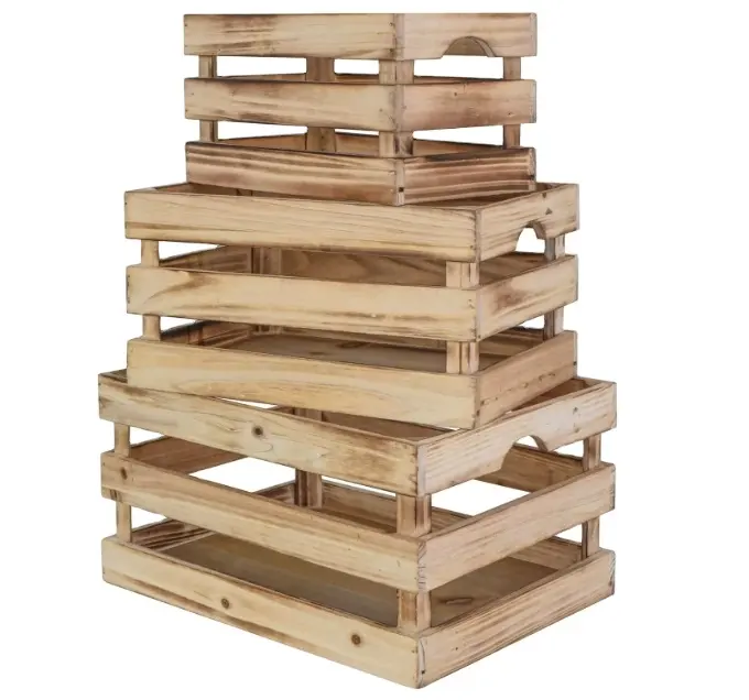 Dekorasi rumah kayu pedesaan kotak penyimpan peti kayu kotak kemasan sayuran buah pertanian kayu