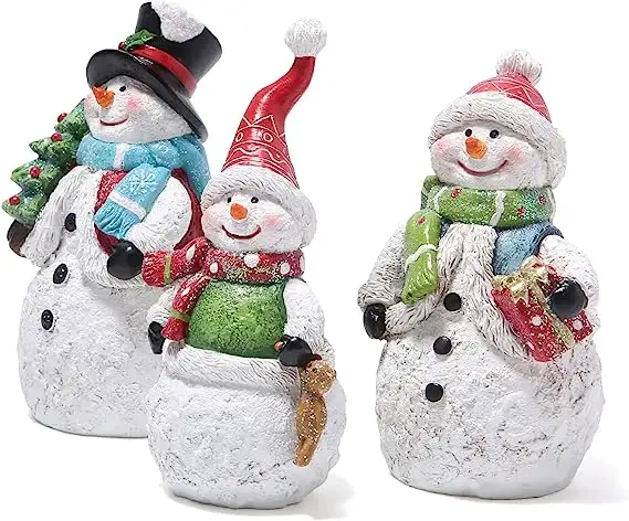 Noël bonhomme de neige famille décorations noël famille Figurines décor d'hiver à la main bonhomme de neige Figurines pour noël décor cadeau fête Ho