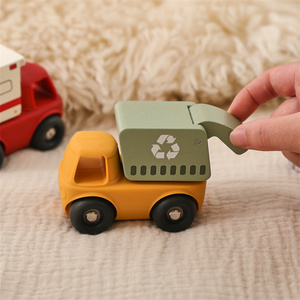 Unisex Montessori silikon oyuncak araba renkli erken eğitim bilişsel trafik otobüs çanta içinde paketlenmiş eğitici oyunlar Carl şekli - Product Image 3
