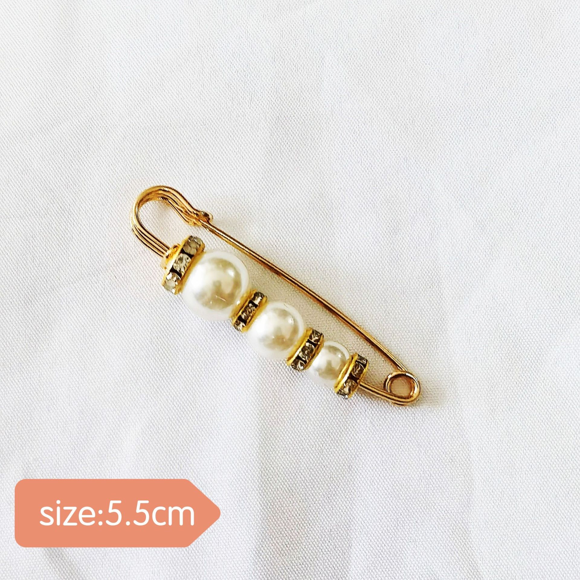 Pin 5#three large and small white beads gold needle 5.5cm