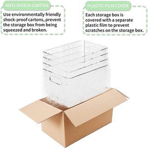QM Stackable Clear Plastic Kitchen Organizer Container Set 6 Refrigerator Organizer <strong>Bins</strong> with Handles PET Material for <strong>Packing</strong> - Product Image 5