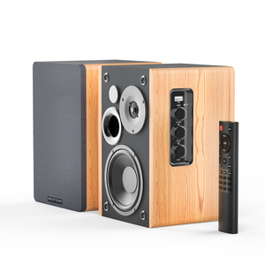 Altavoces de monitor de estudio de sistema de cine en casa 2,0 con entrada óptica RCA y diseño de estantería de sonido de cristal - Product Image 1