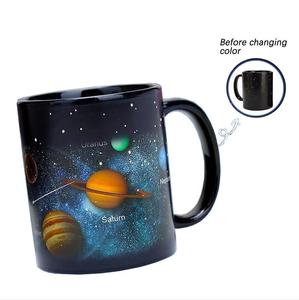 Creative Matte Black Color Change Heat Revealing Ceramic <strong>Coffee</strong> Cup Mug <strong>Star</strong> Solar System Color Changing Magic Ceramic Mug - Product Image 1
