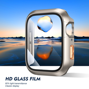 Apple serisi 1-10 için yeni şeffaf temperli cam koruyucu izle durumda akıllı saat kılıf kapak 38 40 41 42 44 45mm boyutları ile" - Product Image 6