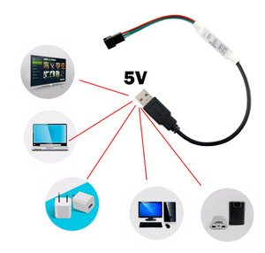 Миниатюрный USB RGB светодиодный контроллер SP002E для WS2812B WS2812, 5 В постоянного тока, 3 клавиши, Пиксельная Светодиодная лента Dream Color, модуль JQ Light - Product Image 4