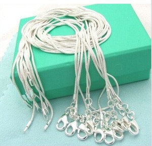 Rinhoo בתפזורת סיטונאי 1PCS 925 חותמת כסף צבע 1mm נשים של שרשרת נחש תכשיטי שרשרת תליון זול 16 ''-24''