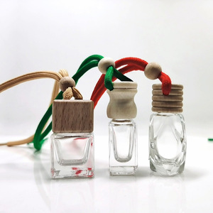 空のディフューザーボトルミニサイズ5ml 8ml 10ml 15ml車の香水用の木製のふた付きガラスボトルをぶら下げている安いクリアカーアロマ - Product Image 3