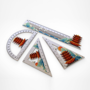 UV baskı ile ücretsiz tasarım özel metal ölçme aracı cetvel matematik Set cetvel iletki içerir, üçgen, düz cetvel - Product Image 1