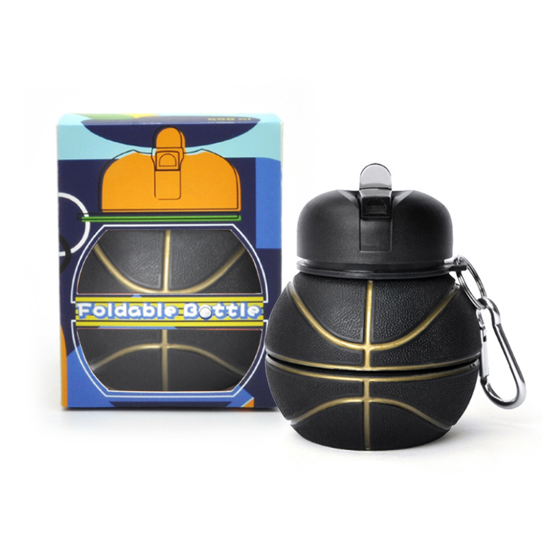 Tasse de basket pliante en silicone 550 ml noire