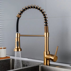 Hot Selling 304 Stainless Steel Deck Mounted Kitchen Faucet with Pull out Sprayer <strong>Cheap</strong> Spring-Powered Pull down <strong>Mixer</strong> - Product Image 4