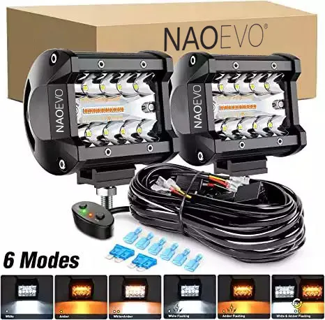 NAO جديد وصول 6 الإضاءة طرق تصميم 4 بوصة 72W المزدوج اللون الشاحنات مصباح Led للطرق الوعرة شريط ضوء ليد بالسيارة العمل مصباح للسيارة الجيب رانجلر