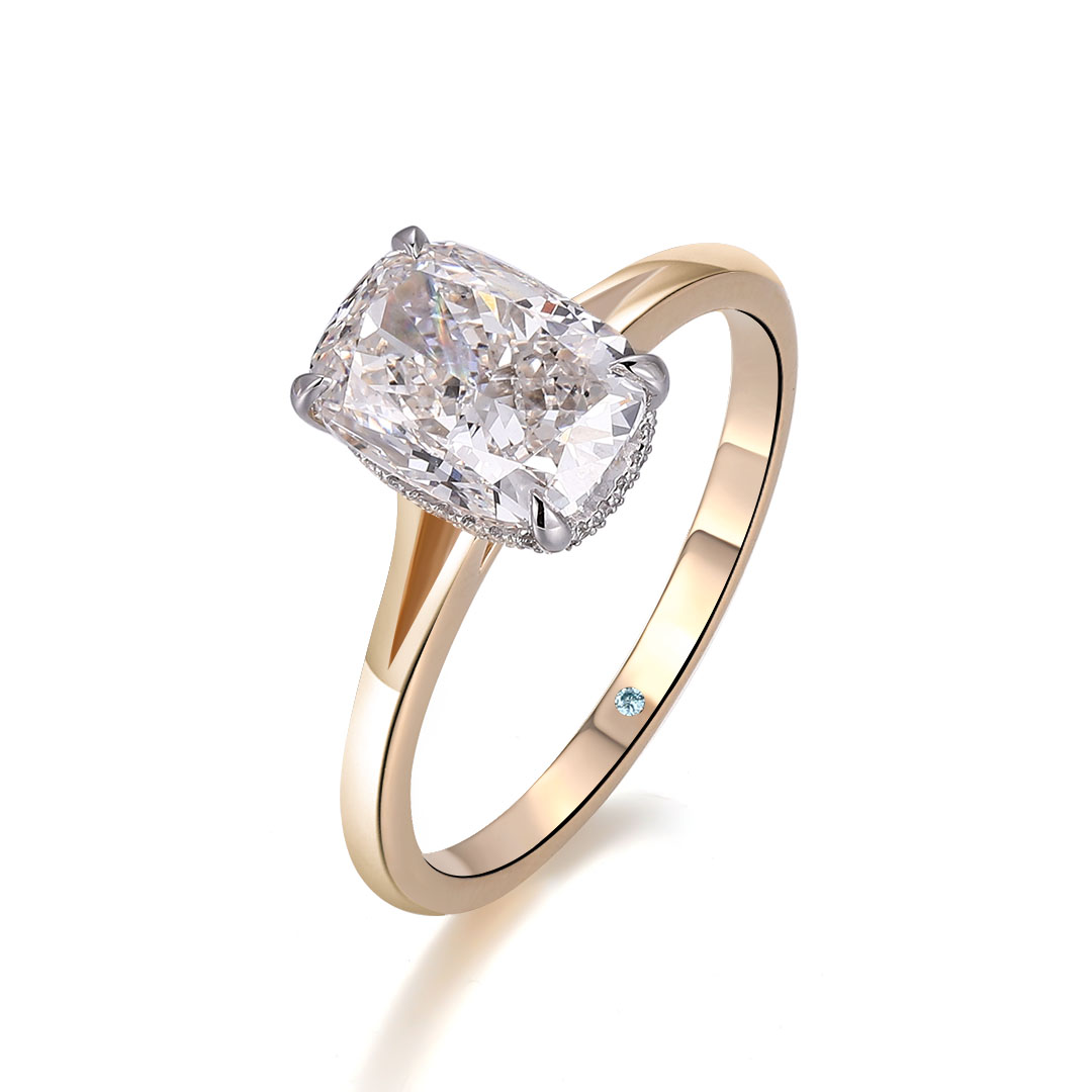 14K yellow gold moissanite diamond ring
