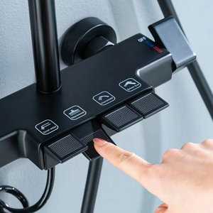 Juego de ducha de 4 Funciones con control de botón pulsador estilo piano de nuevo diseño en metal de pistola y color negro - Product Image 2