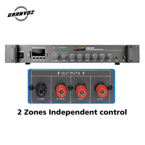 Amplificador PA de 1.5U con 2 entradas de micrófono Amplificador de sistema de megafonía de 2 zonas de metal de 2 líneas Altavoz de alto rendimiento