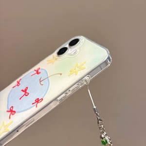 เคสโทรศัพท์มือถือกากเพชรดีไซน์แอปเปิ้ลน่ารักสไตล์ INS เคส TPU ใส IMD สำหรับ iPhone 16 15 14 13 Plus Pro MAX - Product Image 4
