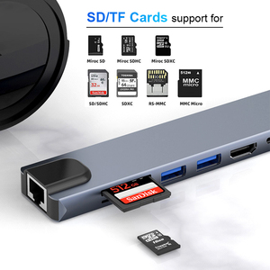 8 In 1 stazione Dock tipo C a HDTV-Compa 4K 5Gb 3.0 Rj45 porta di rete tipo C adattatore Splitter Hub Usb C per computer portatile e telefono - Product Image 6