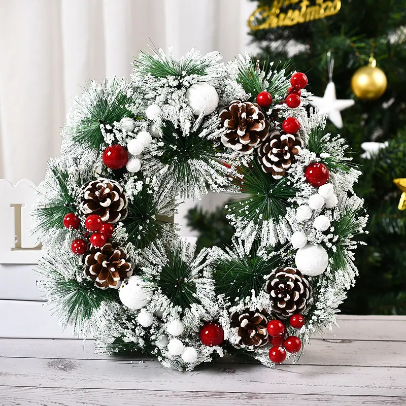 Merry Christmas Garlands Christmas Wreath Handmade with Bell Door Hanging Christmas Decoration Supplies Home decor