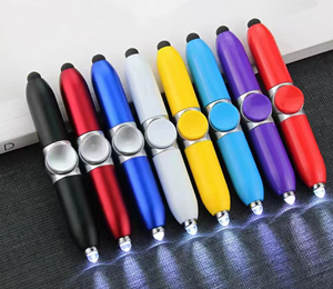 独特新奇迷你批发烦躁旋转器发光二极管多功能3合1塑料手写笔定制圆球点旋转笔带灯 - Product Image 2