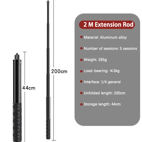 Tige excentrique noire 2m