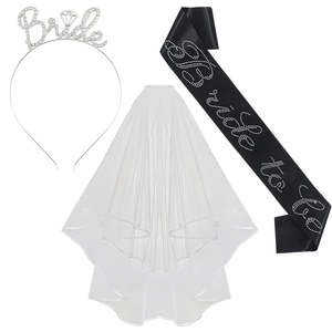 SP-704 Bachelorette parti gelin süslemeleri kiti kanat olmak için gelin Rhinestone Tiara peçe gelin hediye malzemeleri