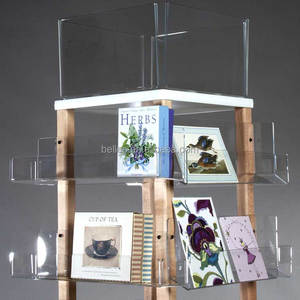 定制落地式纺纱架旋转贺卡展示架，带亚克力搁板 - Product Image 4