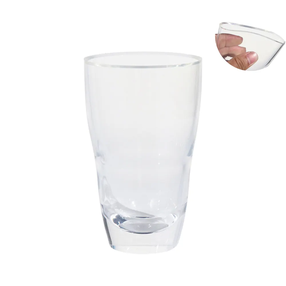 Taza de agua de silicona de alta transparencia Apto para lavavajillas cóctel transparente Base pesada vasos de cerveza altos Bar vaso vino jugo té helado