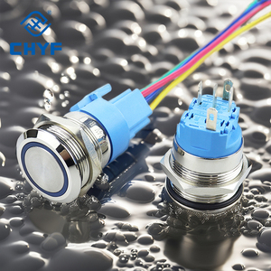 16/19/22mm không thấm nước phẳng/cao đầu thép không gỉ đẩy nút chuyển đổi dẫn vòng/điện ánh sáng 1no1nc 220V Max. 3A đen đỏ - Product Image 5