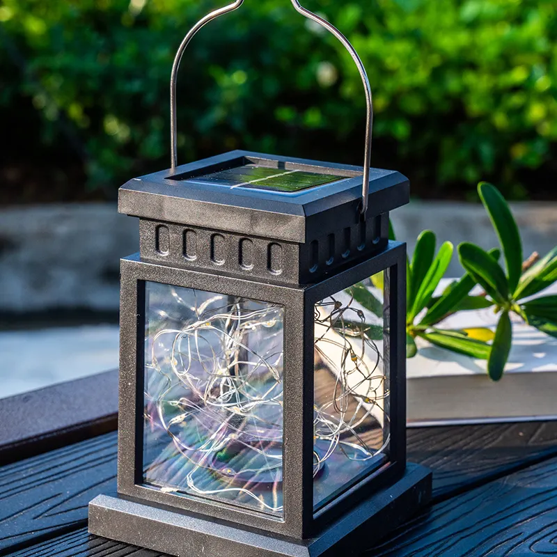 2024 Outdoor IP65 Waterproof Street Lantern Spotlights Lighting Warm White Solar Lawn LED Hollow Square Garden Light Lamp
