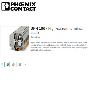 3010110 UKH 150 - High-current <strong>Terminal</strong> <strong>Block</strong> High Current Industrial Connector <strong>Spring</strong> Wiring <strong>Terminal</strong> <strong>Block</strong> - Product Image 2