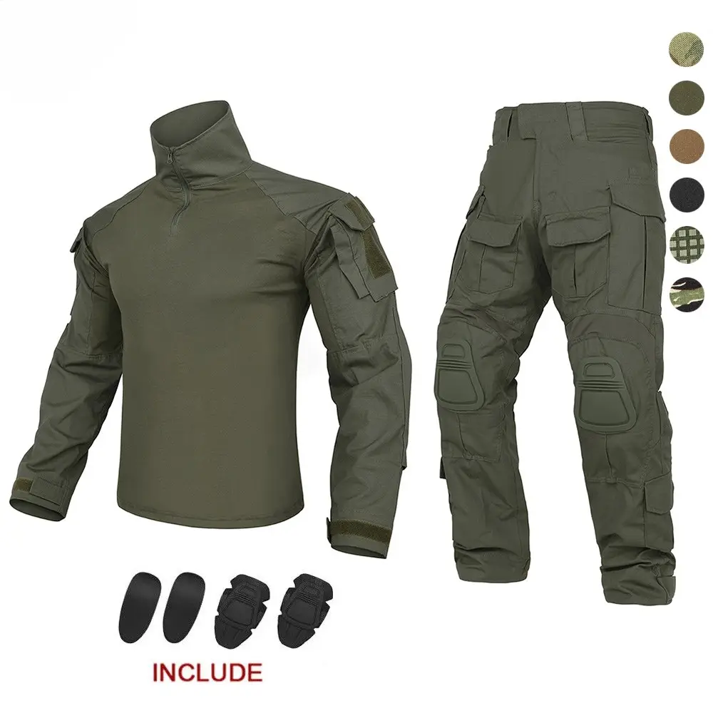 KRYDEX savaş tam kiti Set taktik üniforma G3 pamuk taktik dişli giyim üniforma dirsek dizlik ile