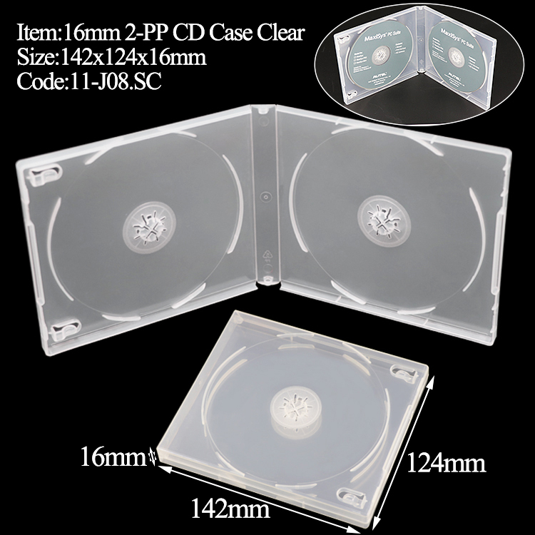 J08:16mm 2-PP Estuche para CD Transparente