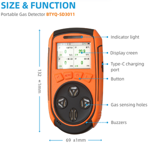 Vendita calda 4 in 1 rilevatore di allarme portatile EX O2 CO H2S suono luce e vibrazione allarme rilevatore di Gas portatile - Product Image 2