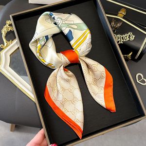 Women's Versatile Professional Printed <strong>K</strong>-Style <strong>Small</strong> Square Shawl New Simulated Silk Scarf for Summer Sun Protection Polyester - Product Image 3