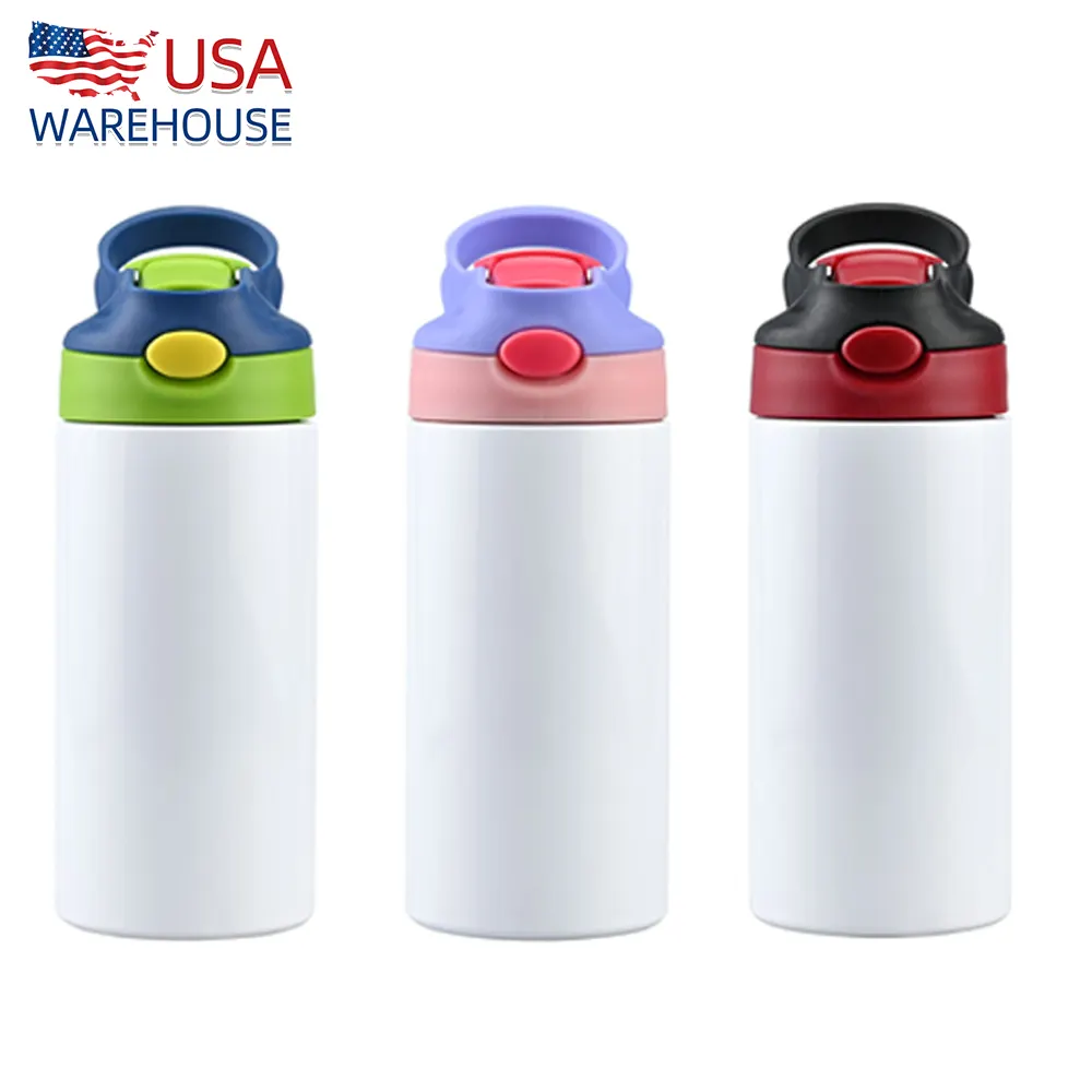 Atacado Custom Logo 12oz Kids Sublimação Tumbler Aço Inoxidável Crianças Baby Water Bottle